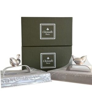 Christofle Silverplate Piccolo Napkin Ring Bird Set of 2 Vtg Silver Plate New